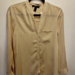 Forever 21 woman yellow long sleeve striped shirt